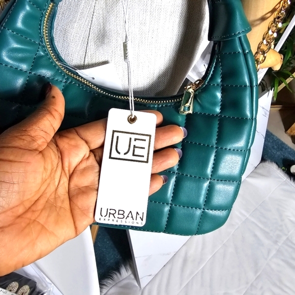 Urban Expressions Quilted Teal Green Vegan Leather Bag - NWT - Picture 8 of 11